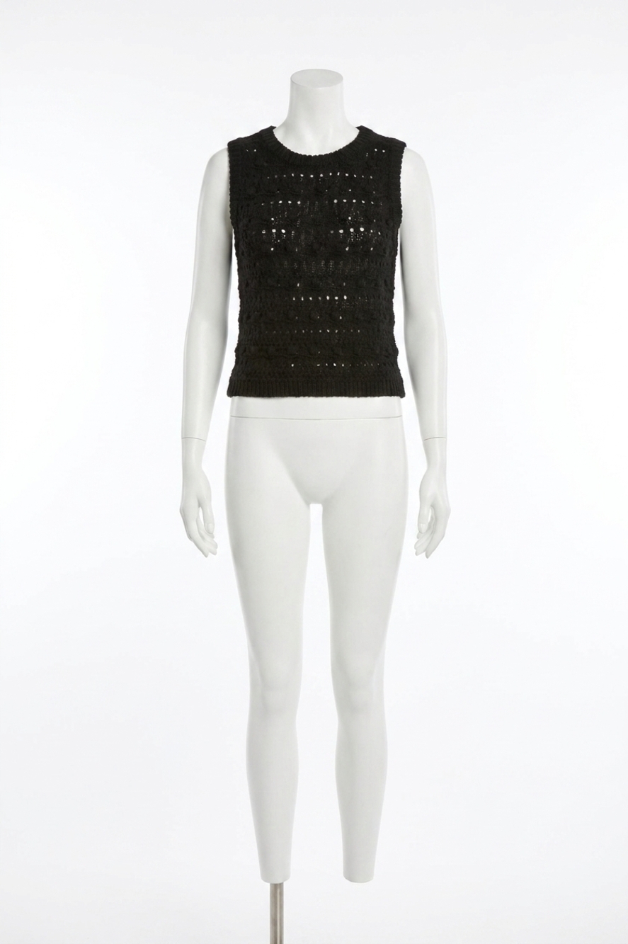 NEW DEAR JOHN DENIM magnolia pointelle knit vest top in black